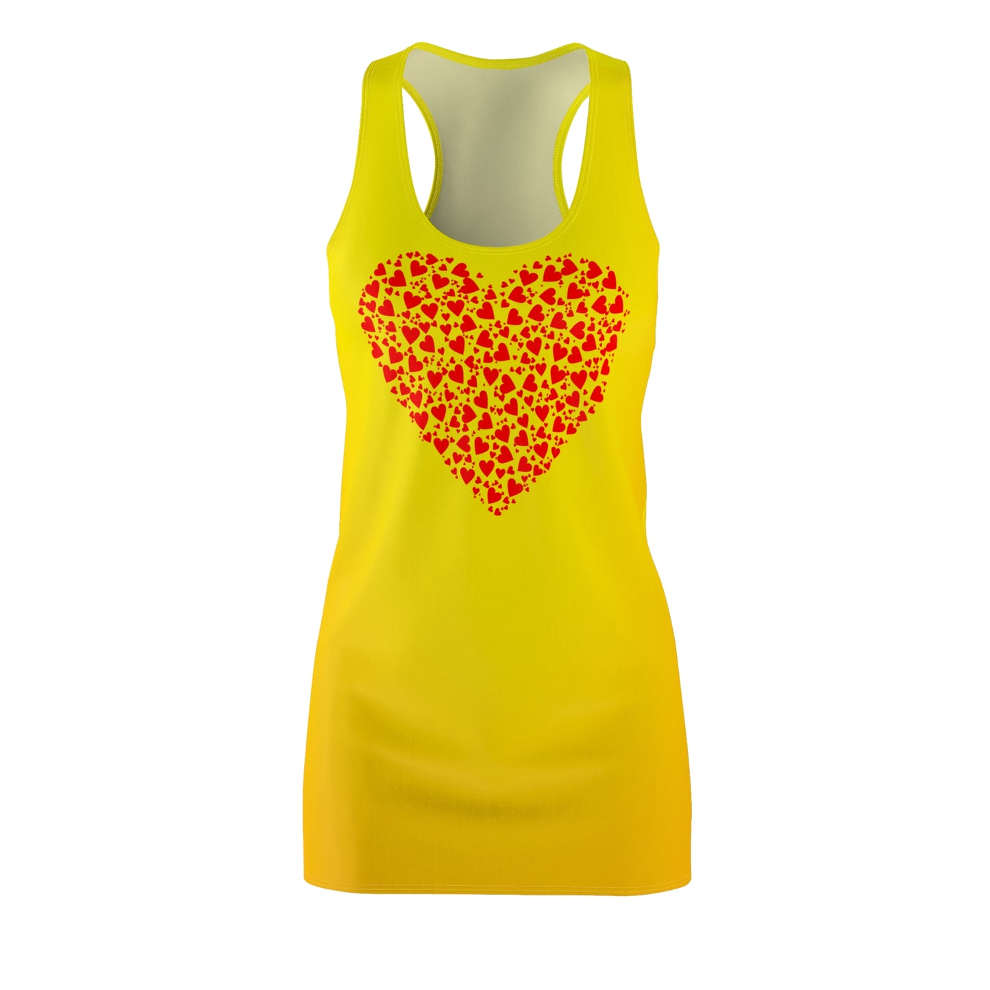 Gelb Herz Print Racerback Kleid – Verspieltes Sommerkleid