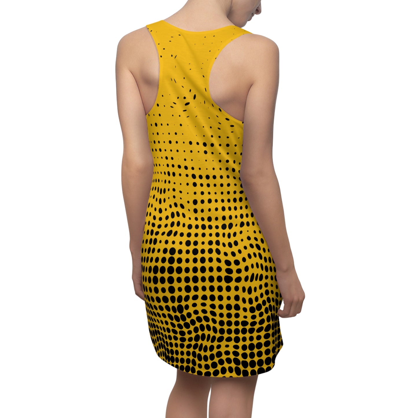 Punkte Gradient Racerback Kleid – Schwarz Gelb Sommerkleid