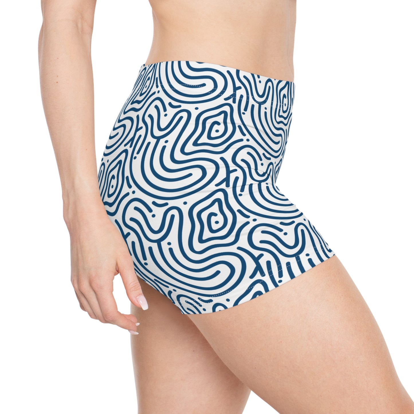 Damen Shorts Wellenmuster Meer Trendig Sommer Activewear Freizeit