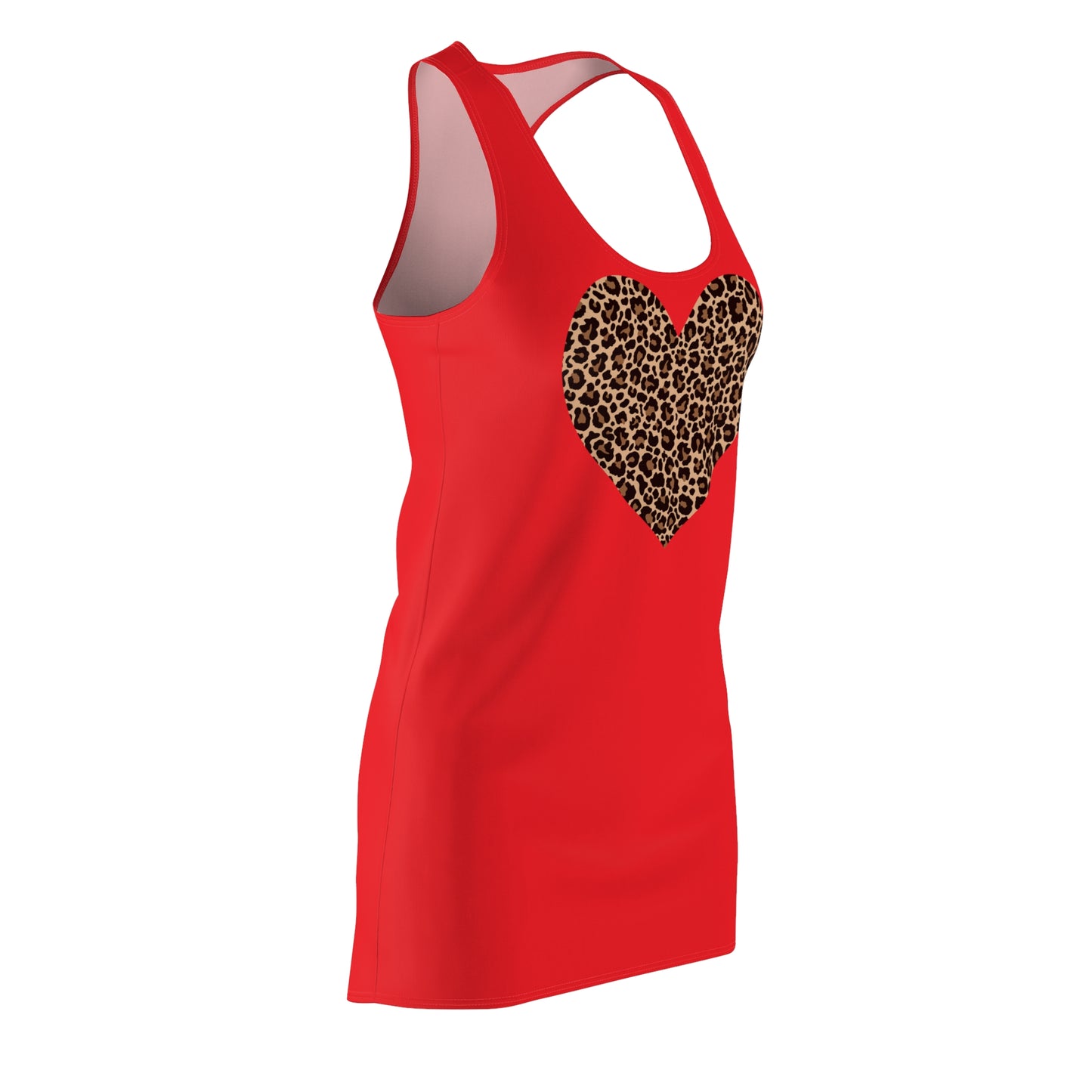 Leoparden Herz Racerback Kleid – Rotes Sommerkleid