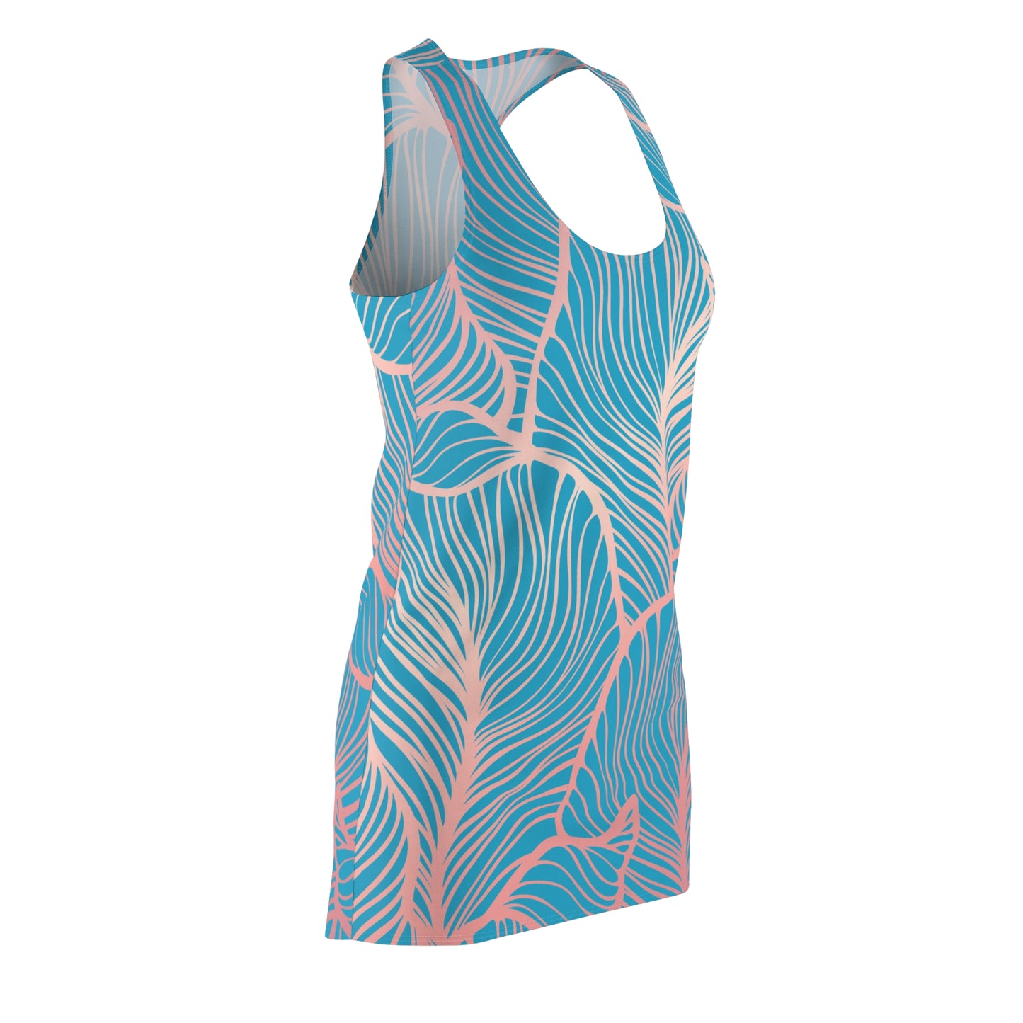 Rosa Türkis Floral Racerback Kleid – Elegantes Sommerkleid
