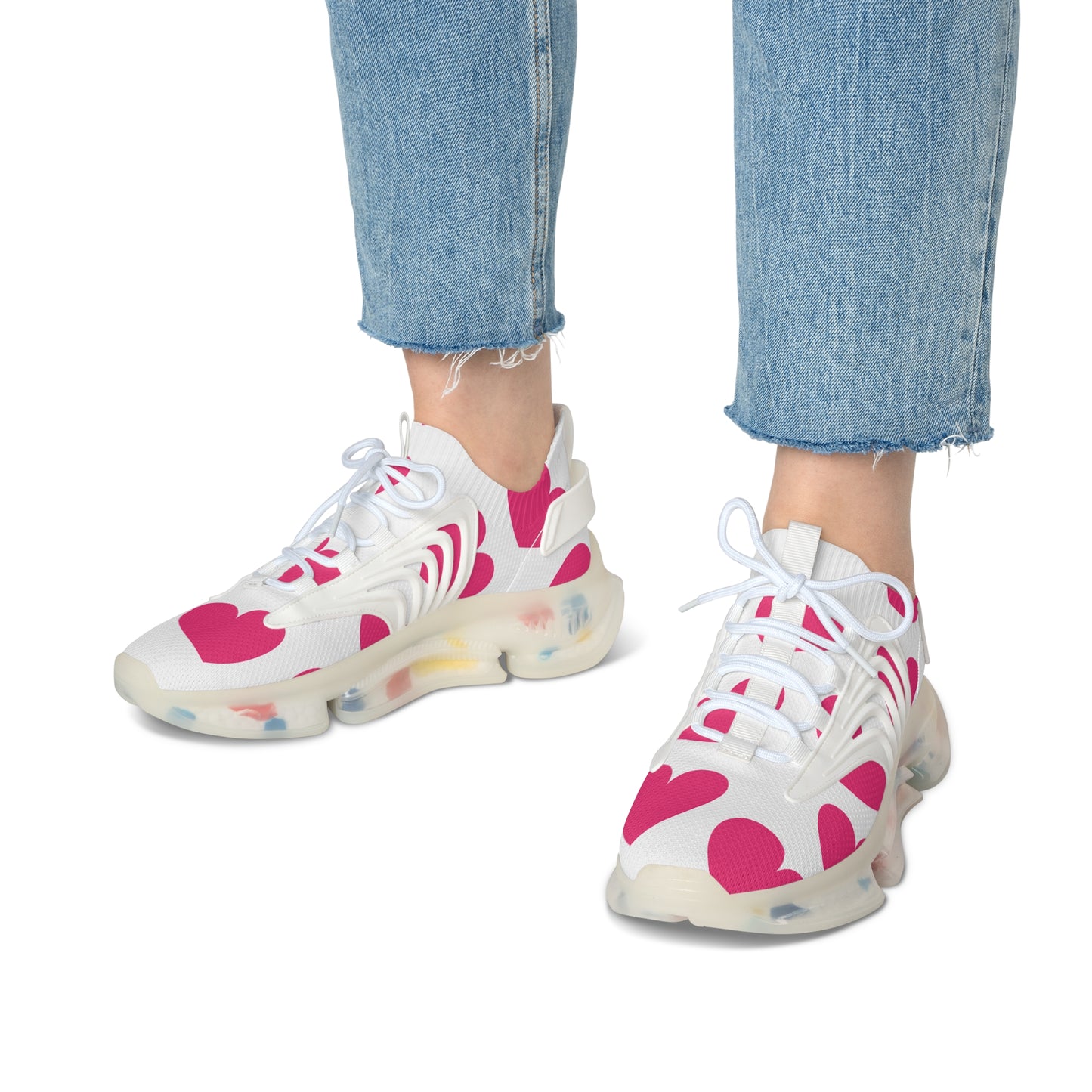Damen Sneaker mit Herzmuster – Stylische Sportschuhe