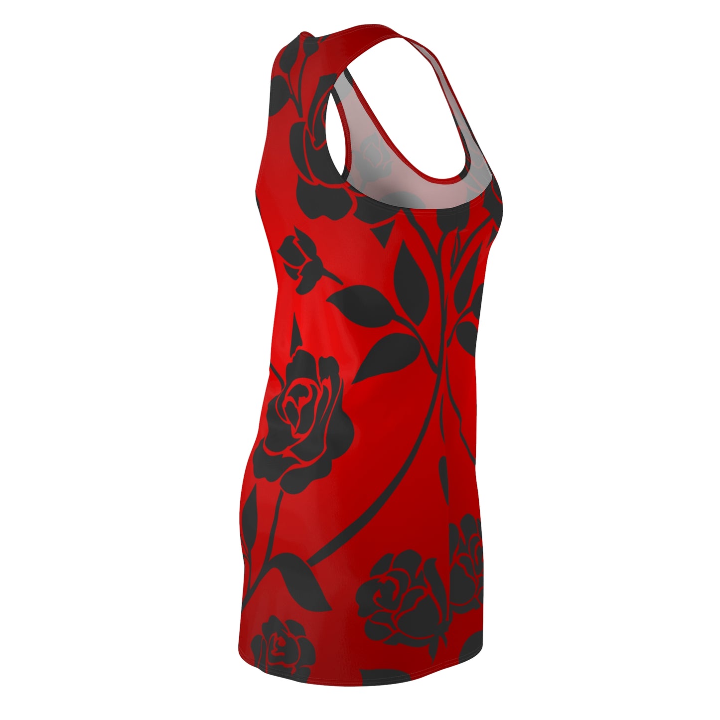 Rot Rosen Blumen Racerback Kleid – Elegantes Sommerkleid