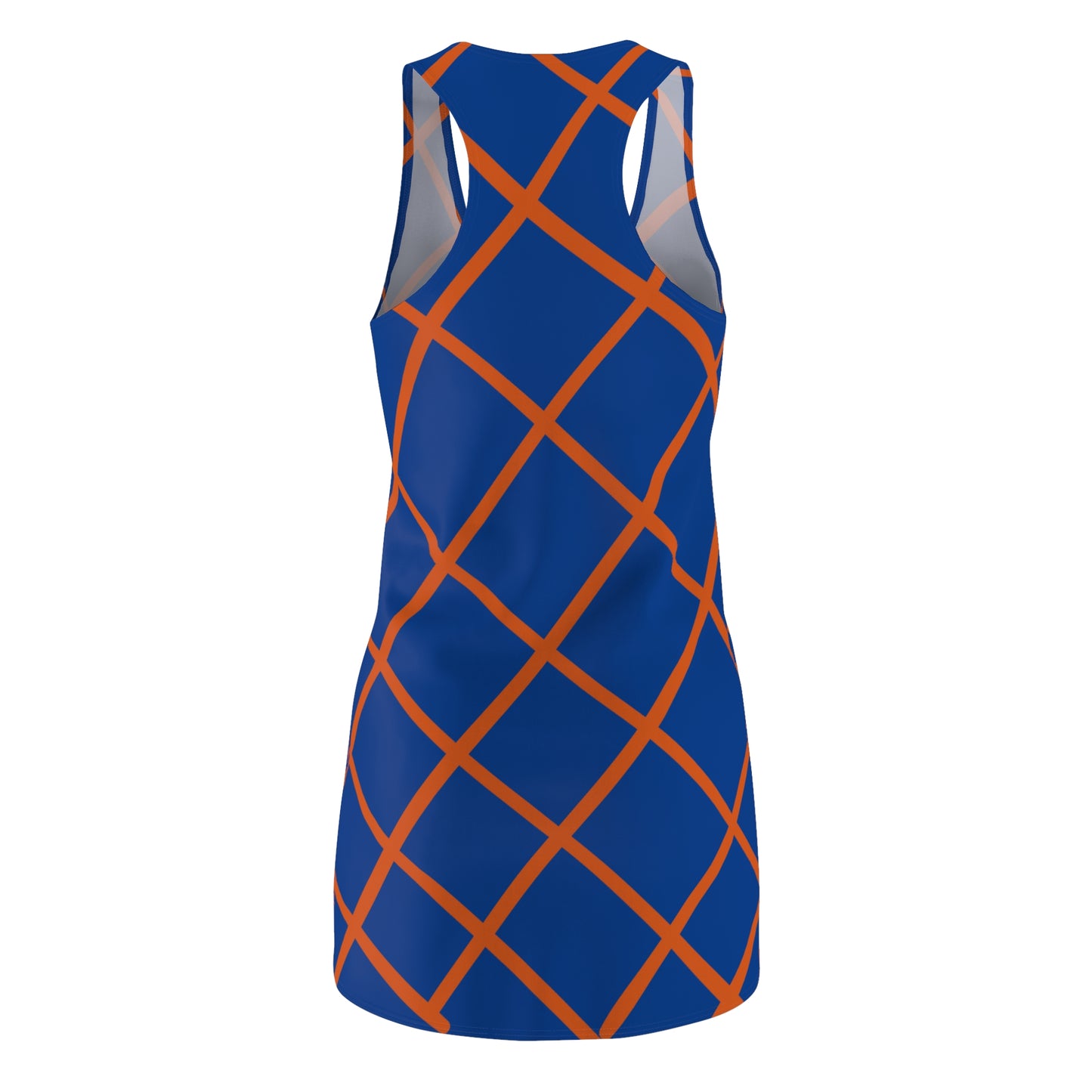 Blau Orange Karo Racerback Kleid – Elegantes Sommerkleid