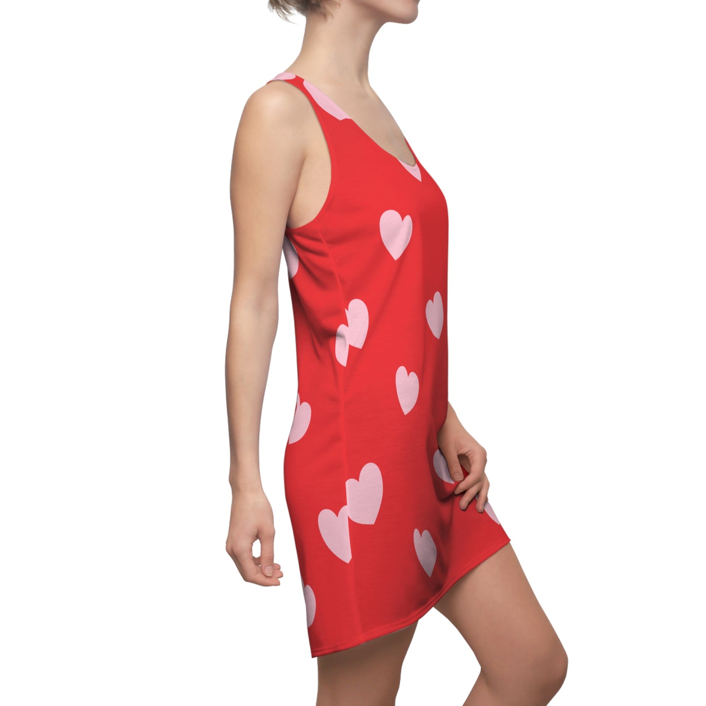 Rosa Herz Racerback Kleid – Romantisches Sommerkleid
