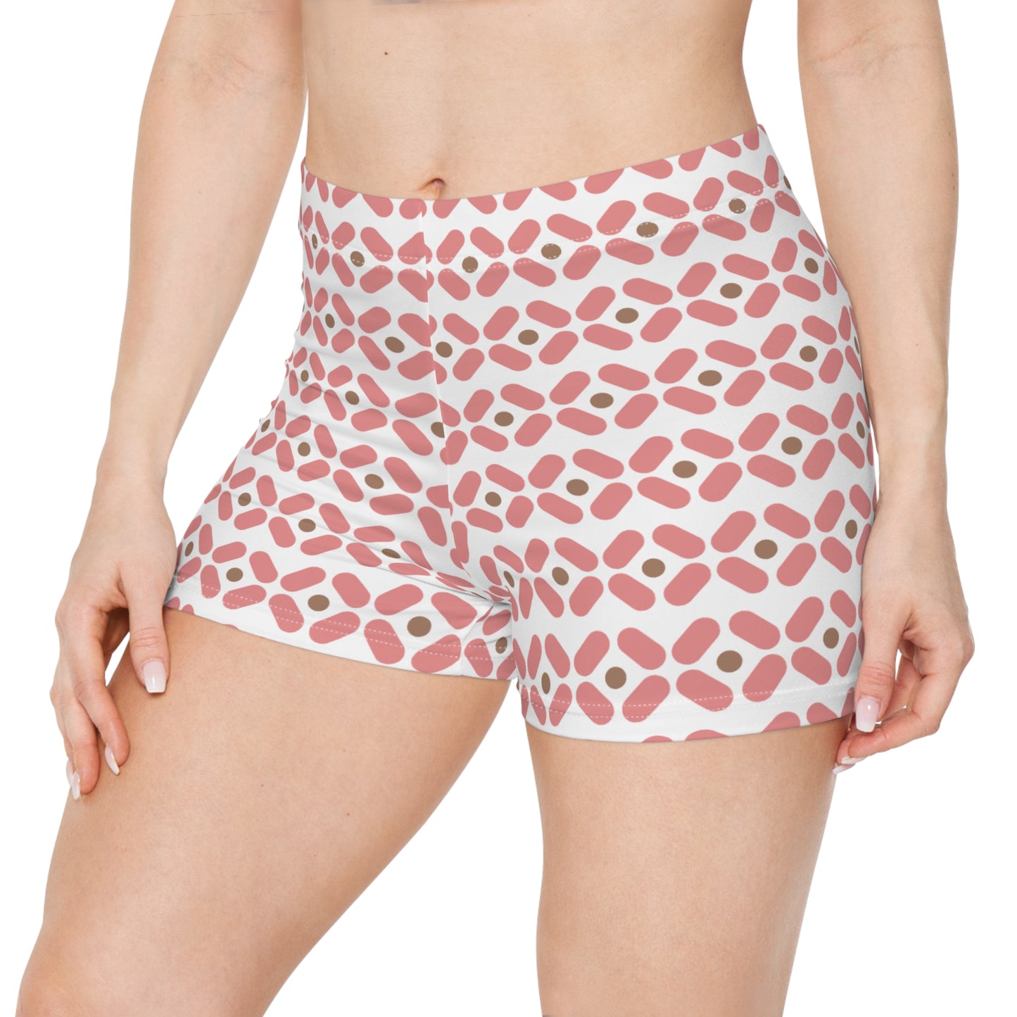 Damen Shorts Rosa Geometrie Muster Sport Freizeit Activewear