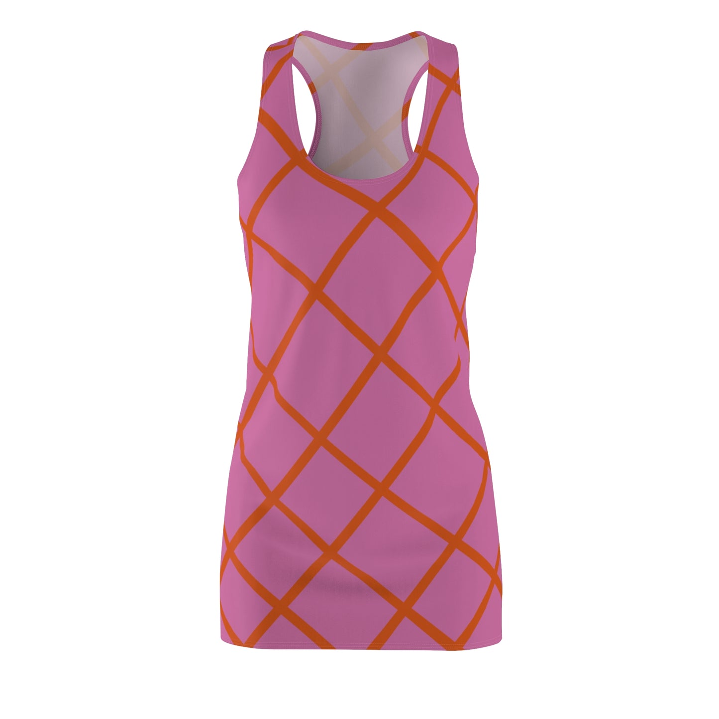 Rosa Orange Karo Racerback Kleid – Elegantes Sommerkleid