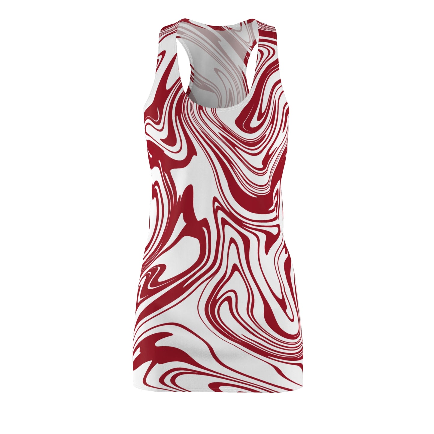 Abstrakt Racerback Kleid – Rot Weiß Sommerkleid