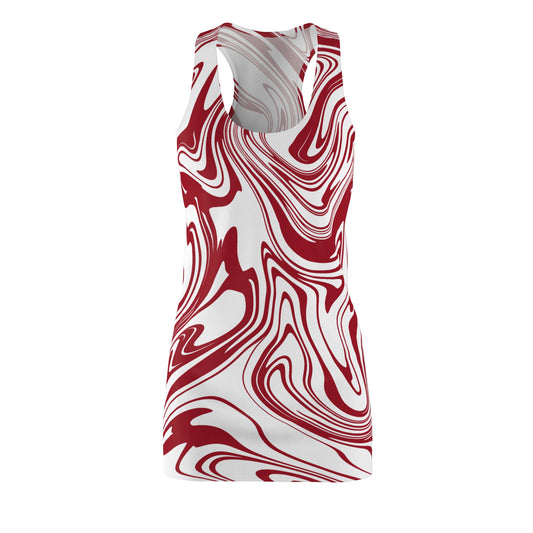 Abstrakt Racerback Kleid – Rot Weiß Sommerkleid