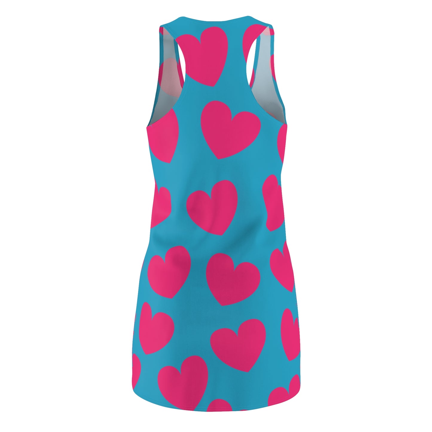 Türkises Damen Kleid Pink Herz Print Racerback Sommer Casual