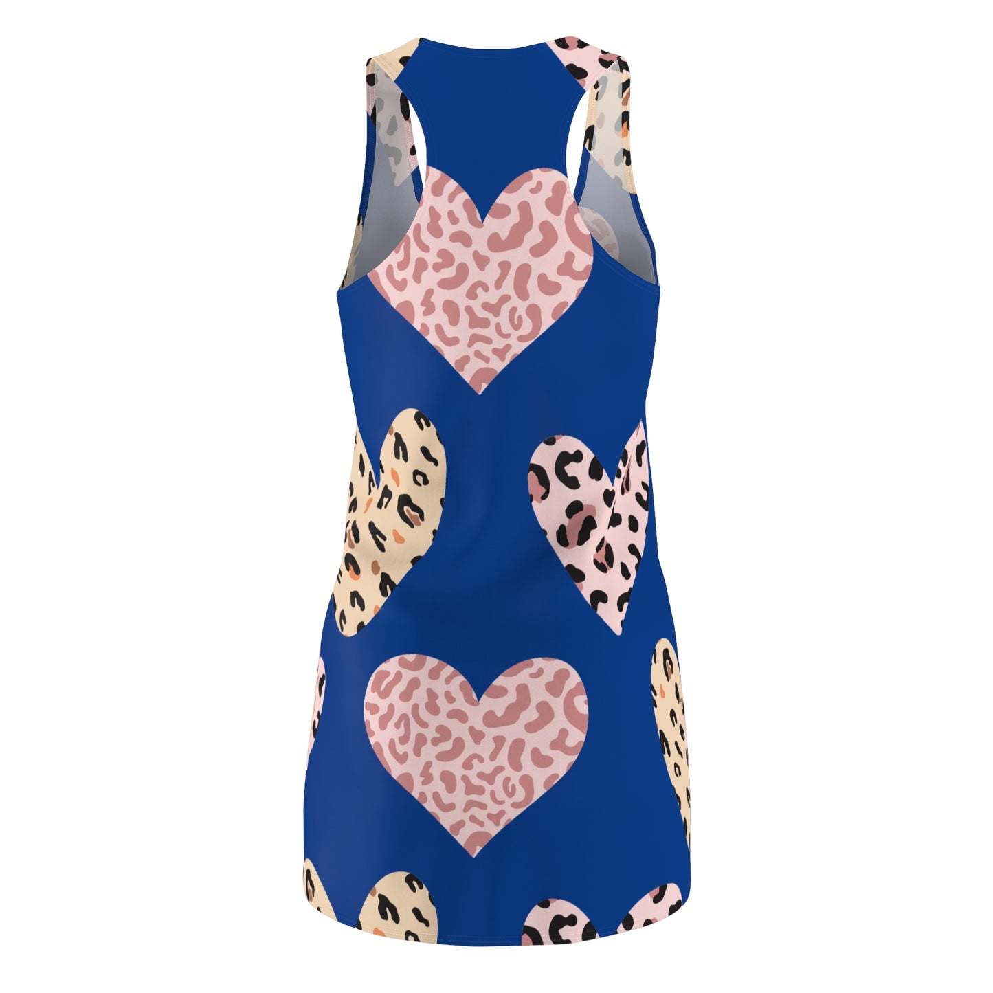 Blau Herz Leopard Racerback Kleid – Weiß Pink Sommerkleid