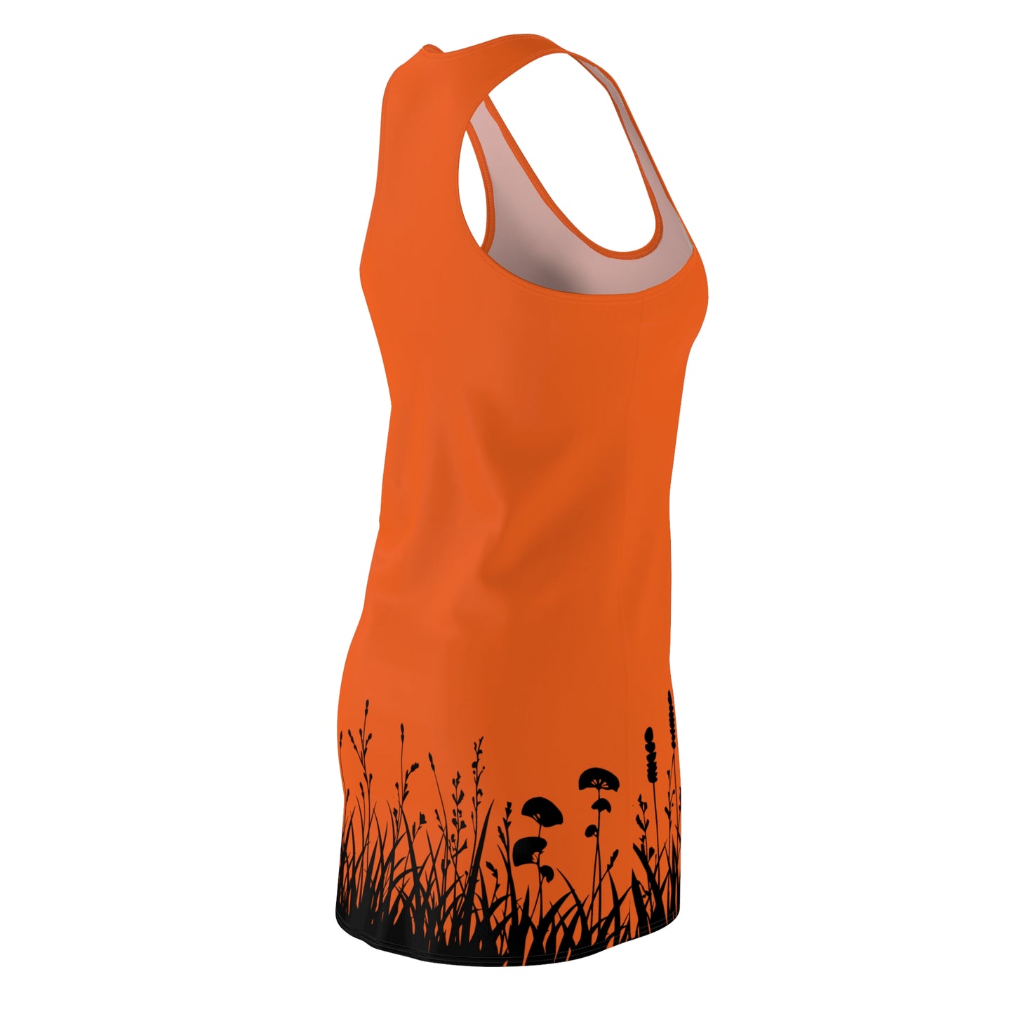 Orange Floral Silhouette Racerback Kleid – Elegantes Sommerkleid