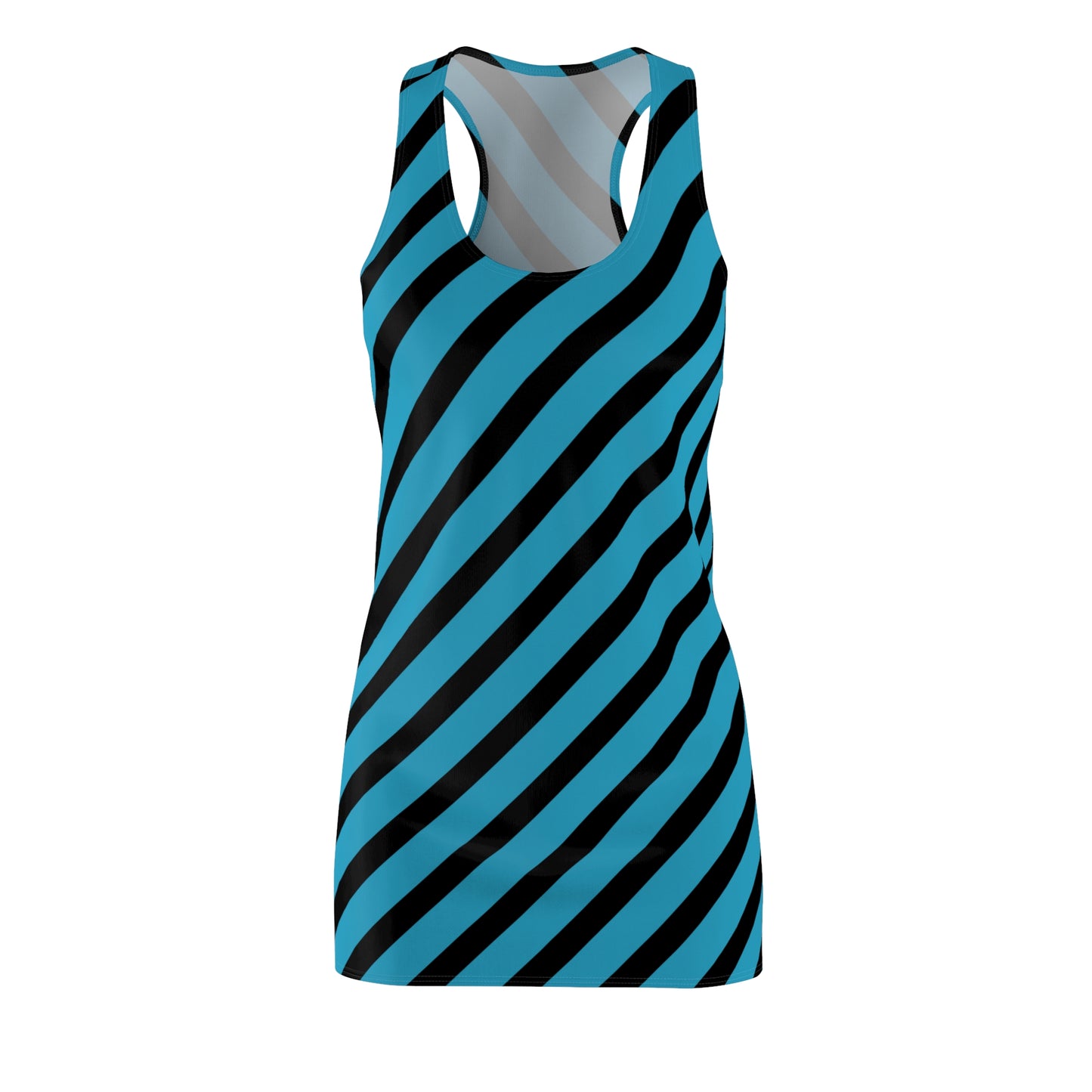 Streifen Racerback Kleid – Schwarz Türkis Sommerkleid