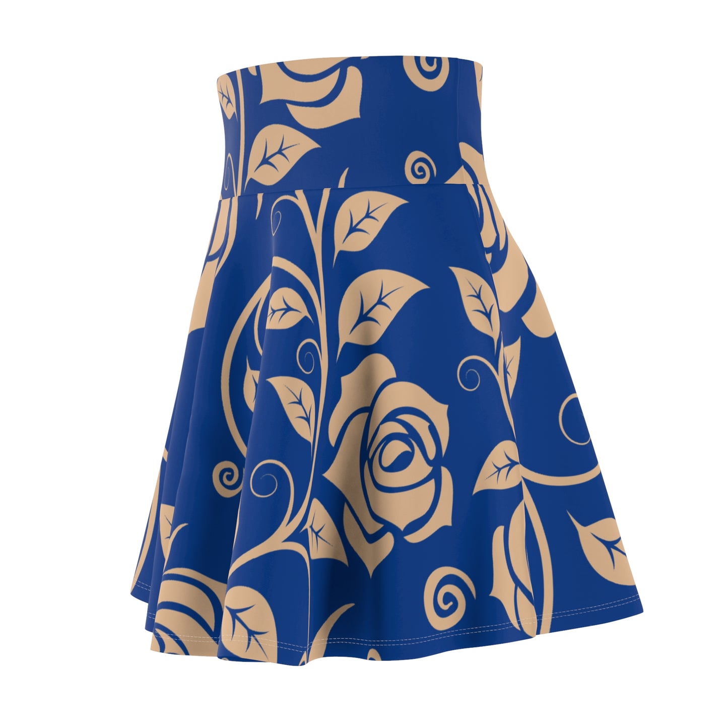 Blauer Damen Rock Floral Skater Elegant Frühling Sommer Casual