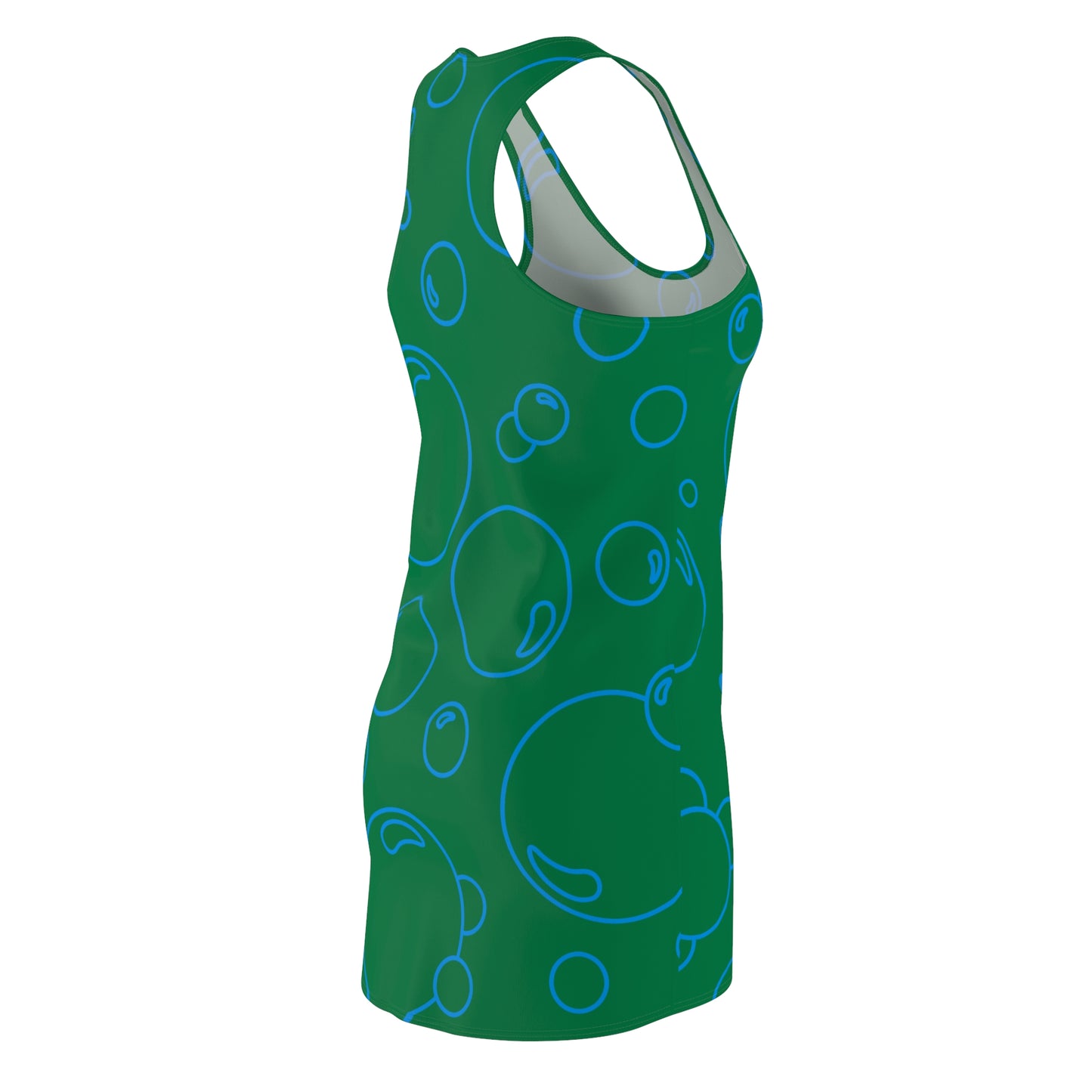 Bubble Print Racerback Kleid – Grün Blau Sommerkleid