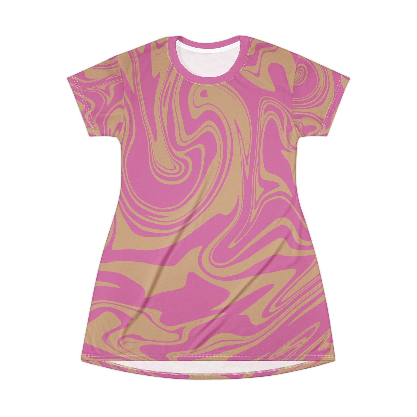 Rosanes Damen Kleid Marmor Print T-Shirt Sommer Casual Elegant