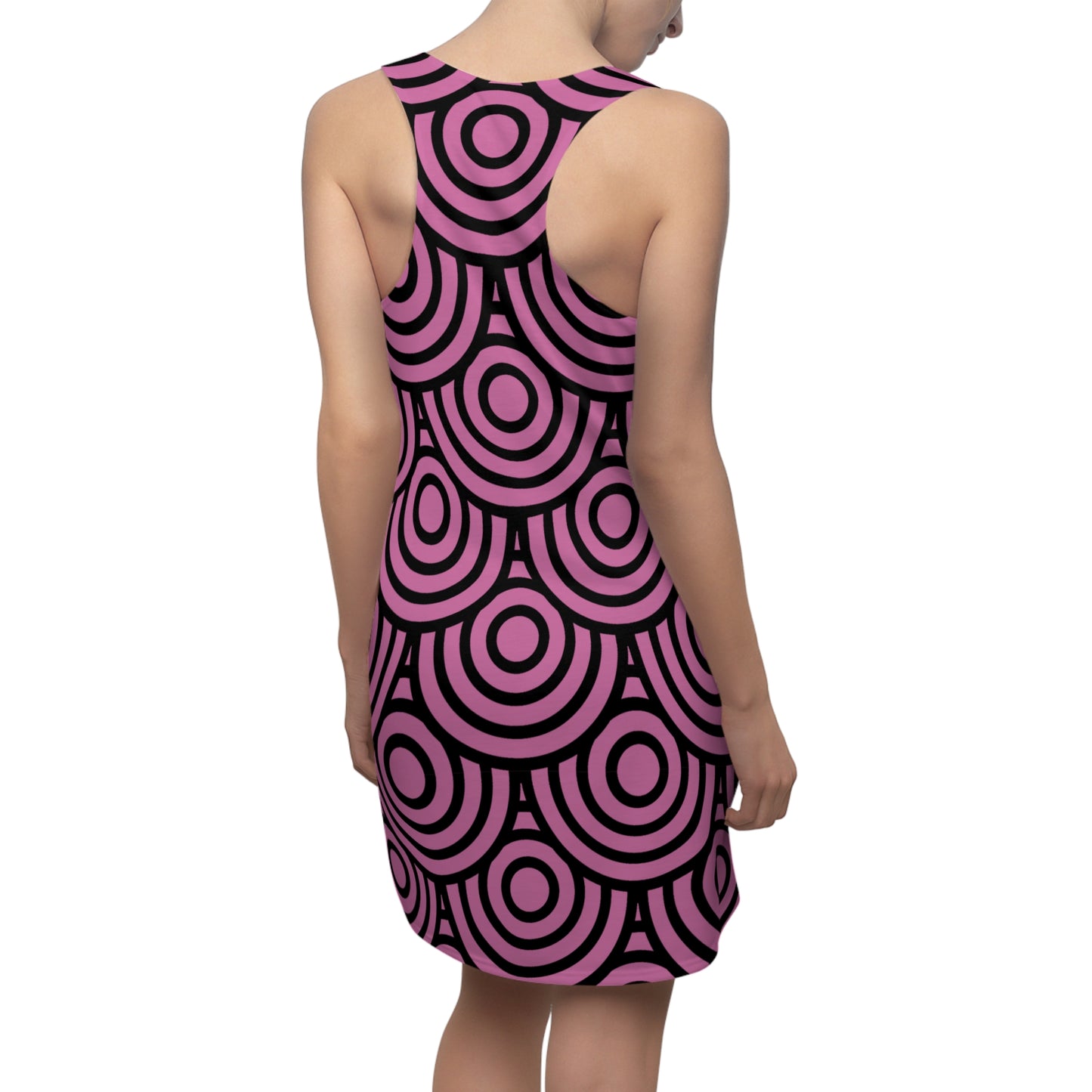 Rosanes Kreis Muster Racerback Kleid – Modern & Stilvoll