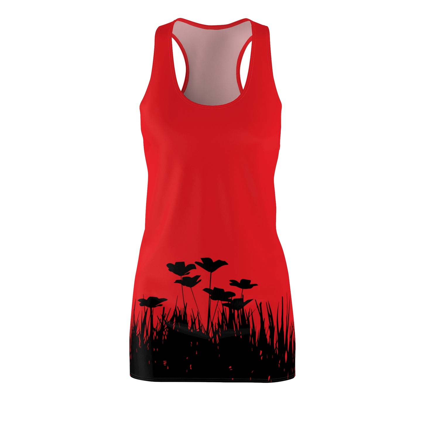 Rot Racerback Damenkleid – Botanisches Sommerkleid, Freizeitkleid