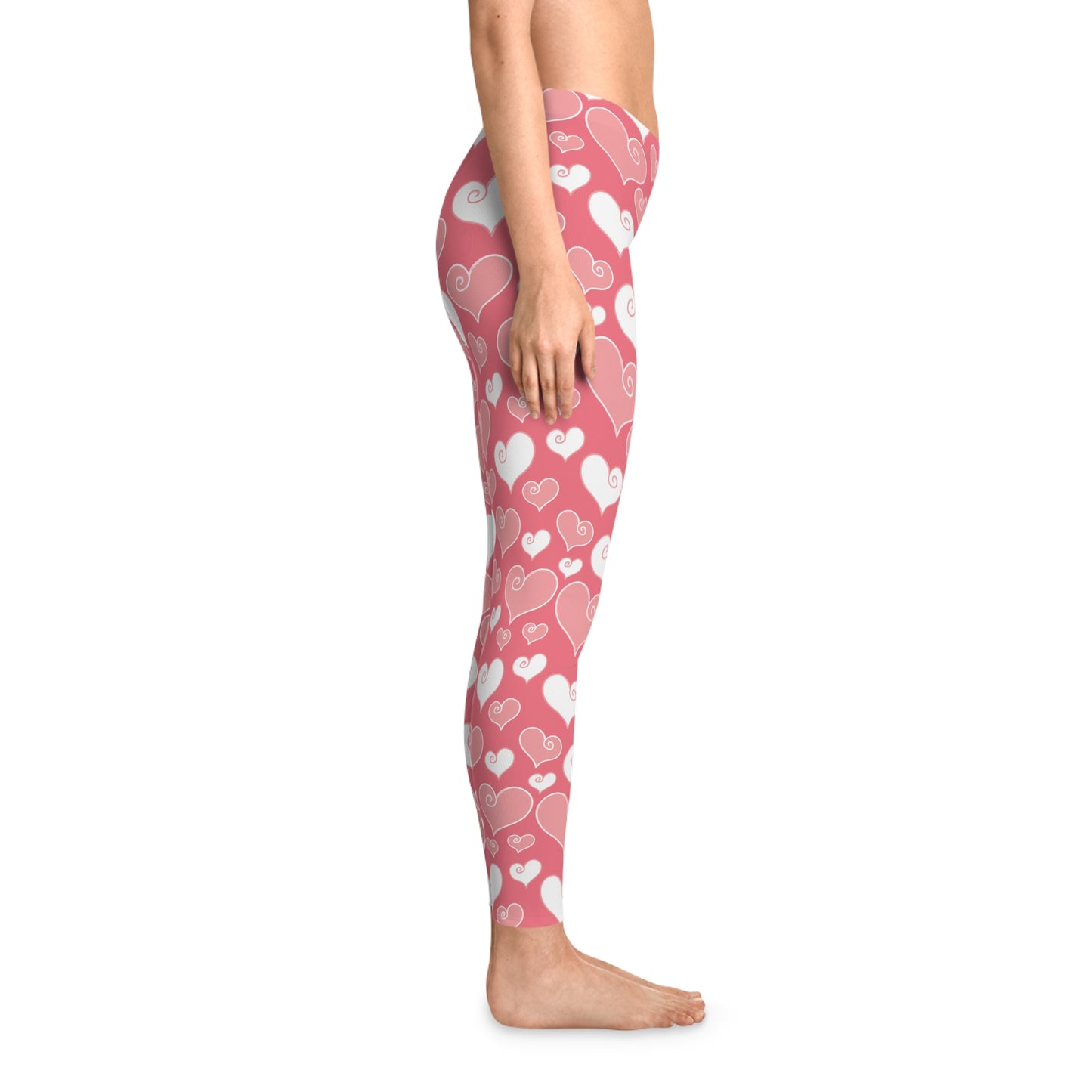 Damen Leggings Herz Muster Stretch Fitness Casual