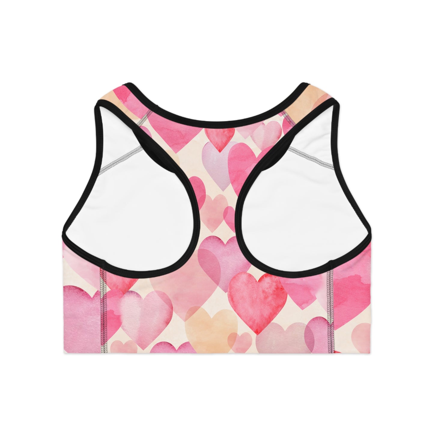 Damen Sport BH Herz Print Pink Rot Atmungsaktiv Yoga Fitness Top