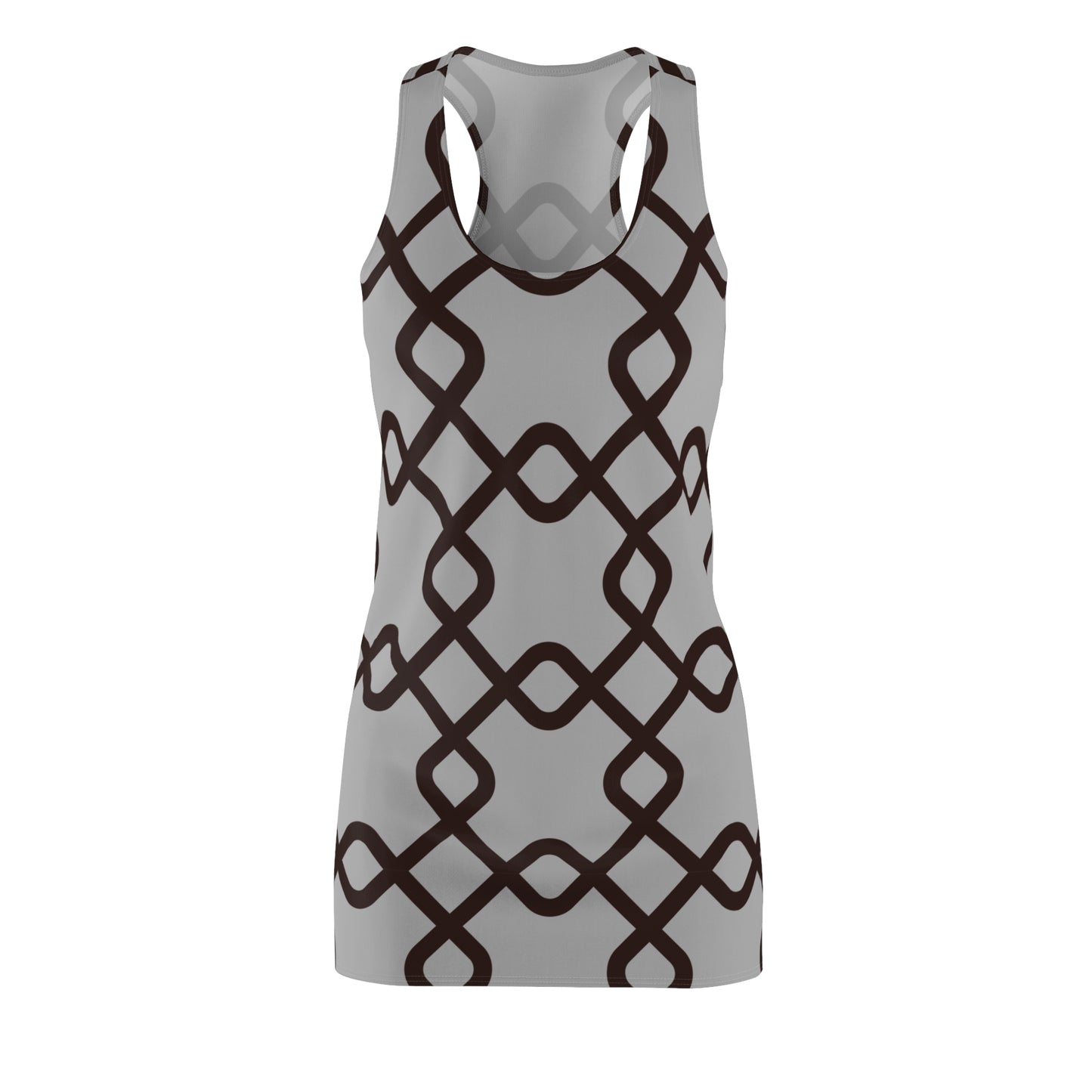 Damen Racerback Kleid Grau mit schwarzem Muster – Sommer Freizeitkleid