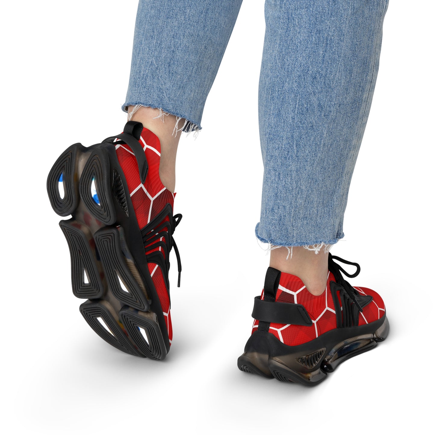 MauserDesign Damen Sneaker Rot Mesh Atmungsaktiv Bequeme Turnschuhe