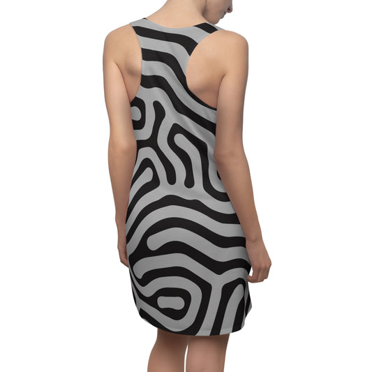 Abstrakt Racerback Kleid – Schwarz Grau Damenmode