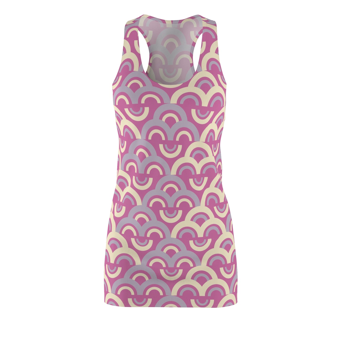 Damen Racerback Kleid Rosa Pastell Bogenmuster Bequemes Freizeitkleid