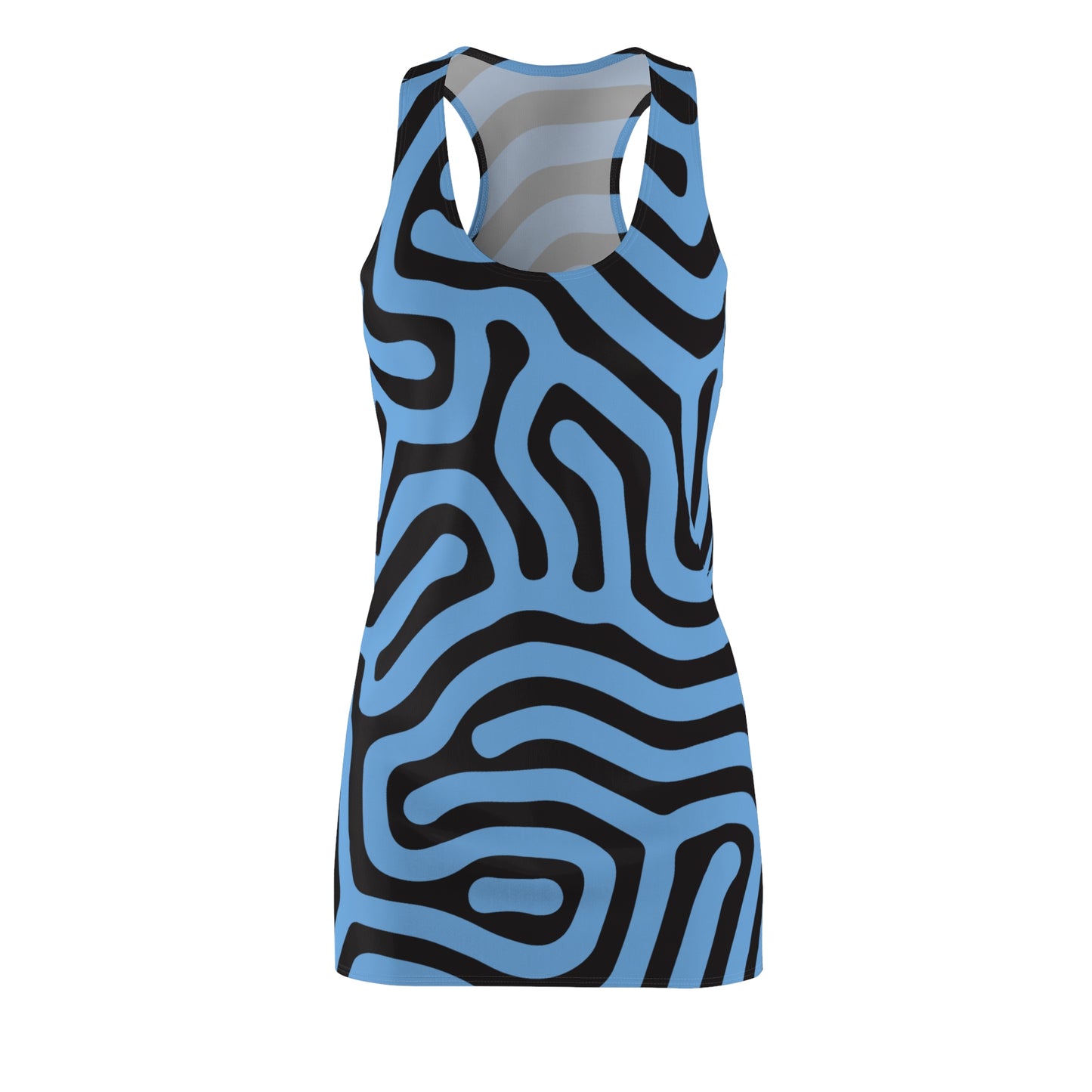 Abstrakt Racerback Kleid – Schwarz Blau Damenmode