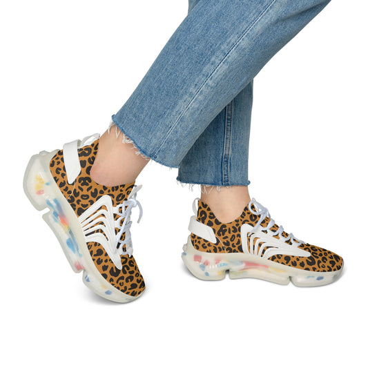 MauserDesign Damen Sneaker Leopard Mesh Atmungsaktiv Turnschuhe