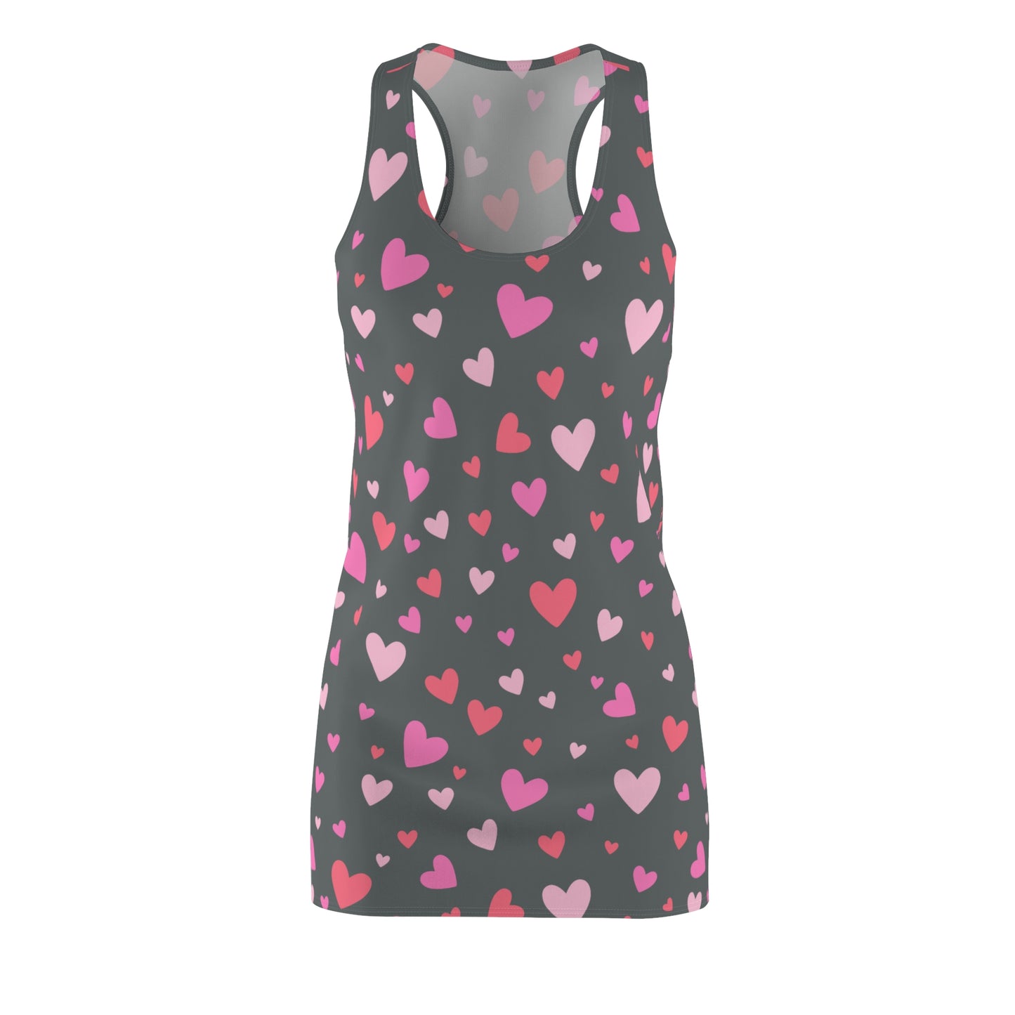 Pink Herz Racerback Kleid – Verspieltes Sommerkleid in Grau
