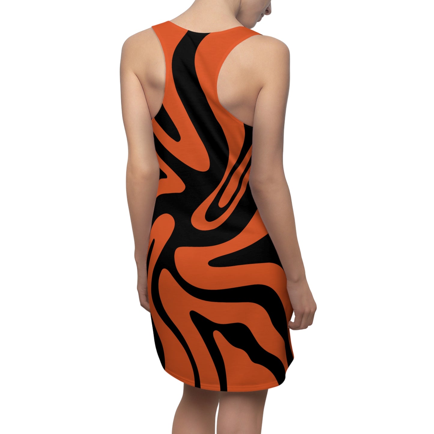 Schwarz Damen Kleid Swirl Muster Racerback Sommer Bohemian Beach