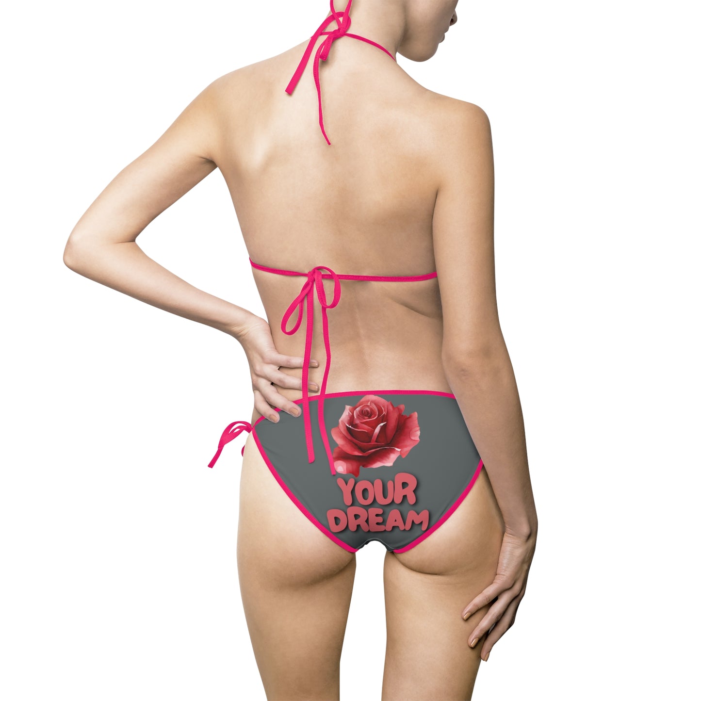 Damen Bikini YOUR DREAM Rosenmotiv Sommermode Strand grau