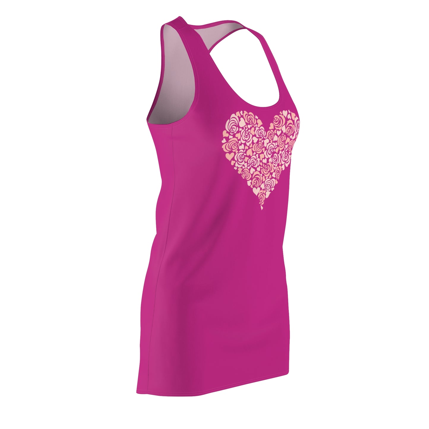 Pink Floral Heart Kleid Racerback Romantisches Sommerkleid