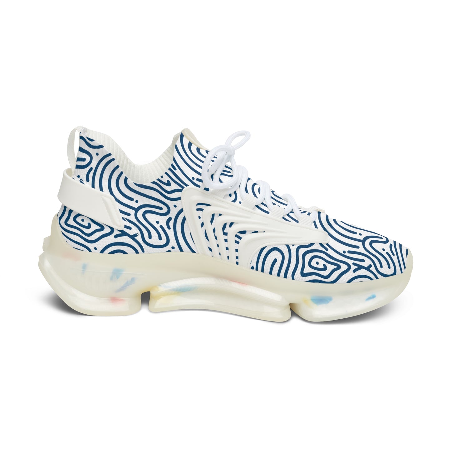 Damen Sneaker Blau Weiß Modern Design Atmungsaktiv