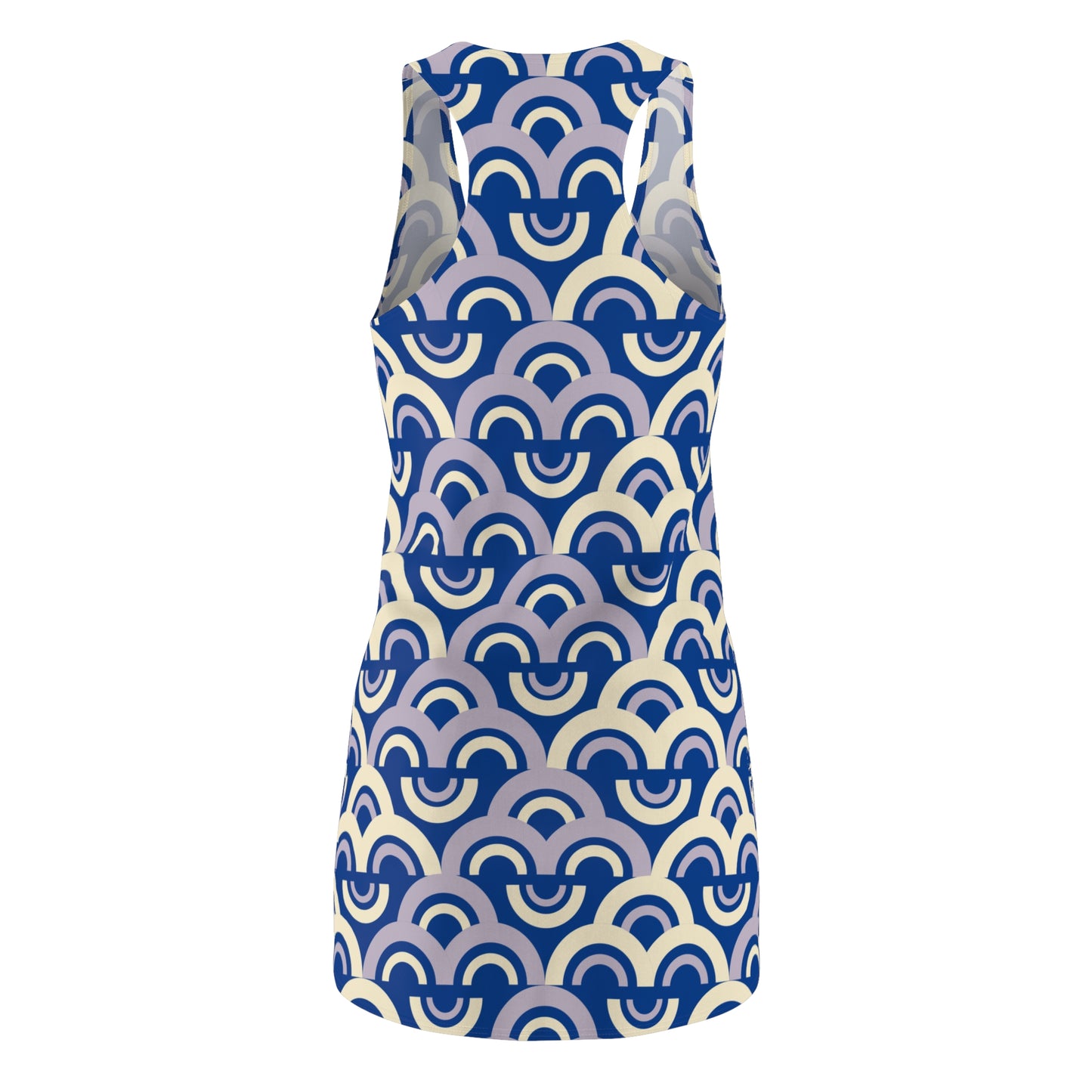 Damen Racerback Kleid blau Pastell Bogenmuster Bequemes Freizeitkleid