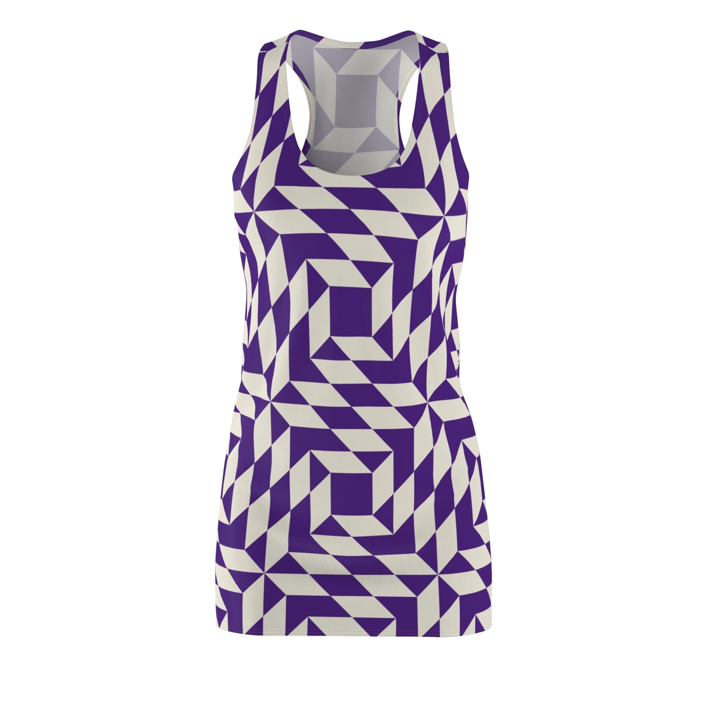 Racerback Kleid Damen – Lila Sommerkleid mit geometrischem Muster