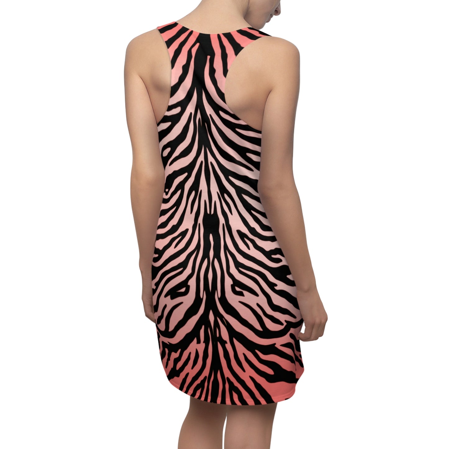 Racerback Kleid mit pink-schwarzem Zebra-Muster & Farbverlauf