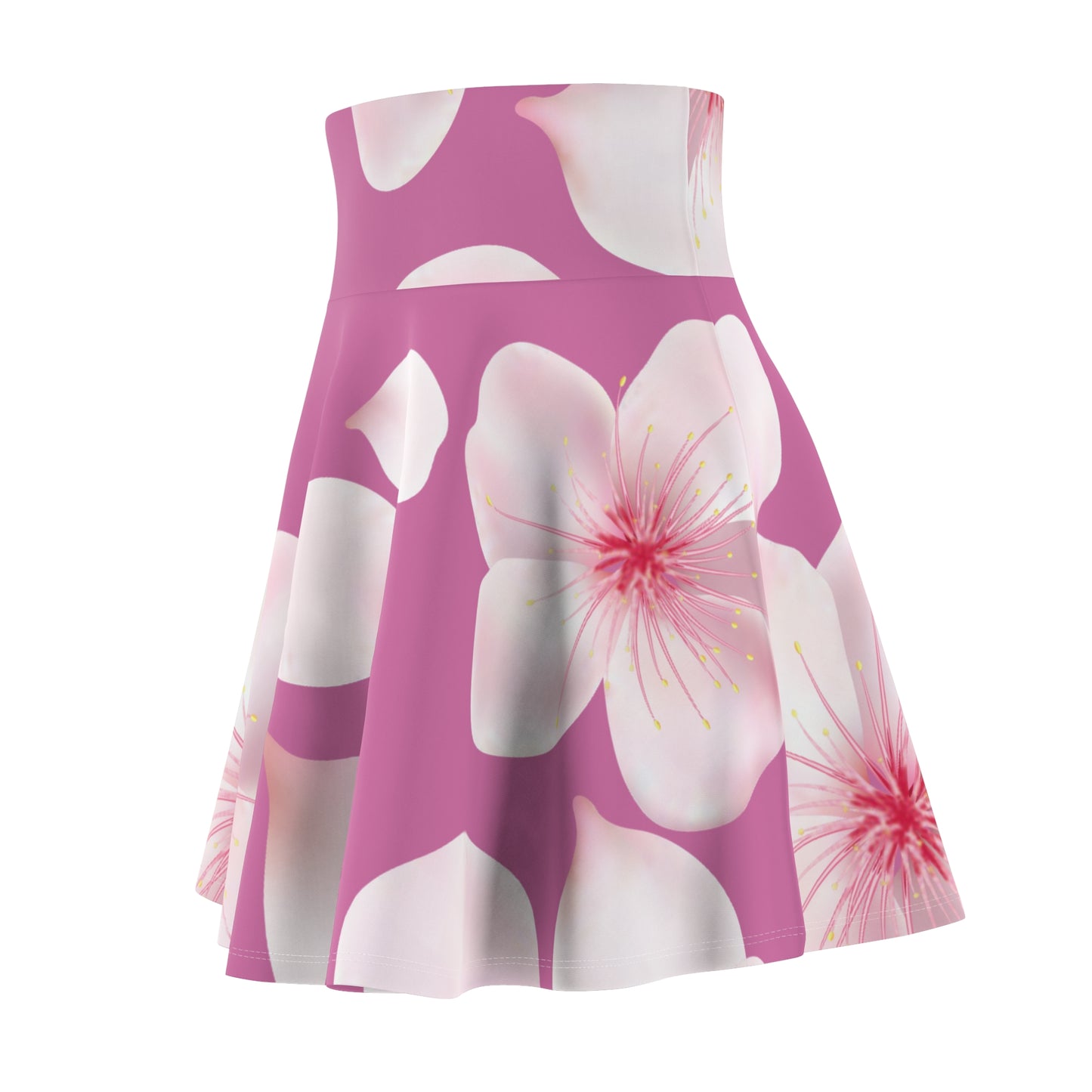 Rosaner Damen Rock Blütenmuster Skater Elegant Sommer Casual