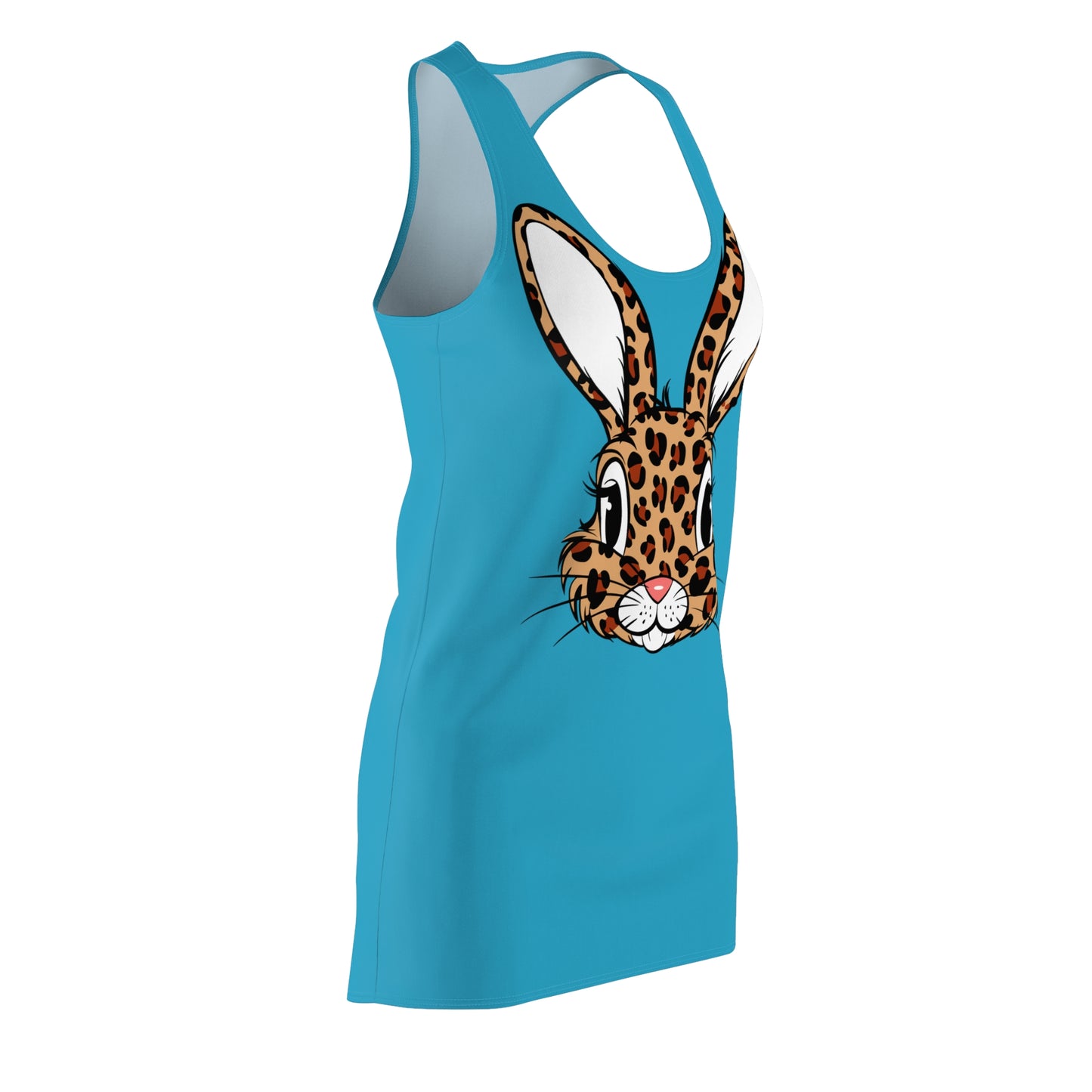 Leoparden Hase Racerback Kleid – Tierisch Türkis