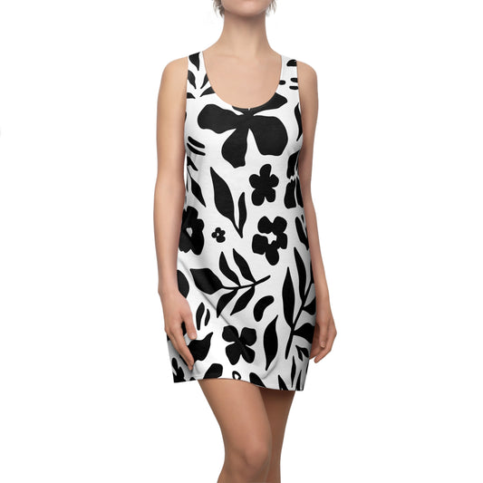 Schwarz Weiß Floral Racerback Kleid – Sommer Damenmode