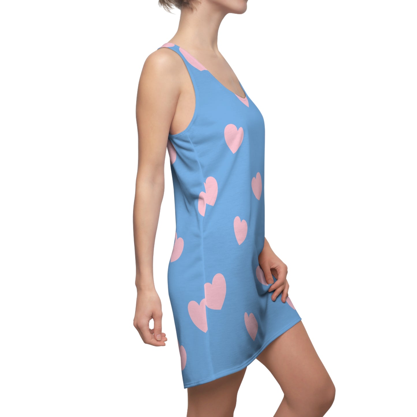 Rosa Herz Racerback Kleid – Romantisches Sommerkleid