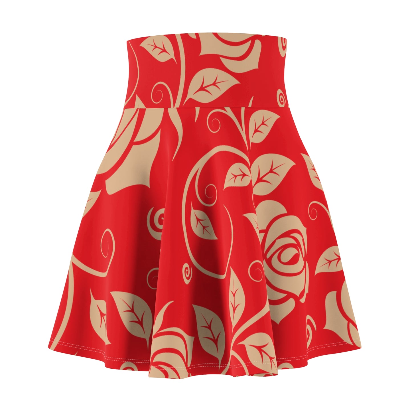 Roter  Damen Rock Floral Skater Elegant Frühling Sommer Casual