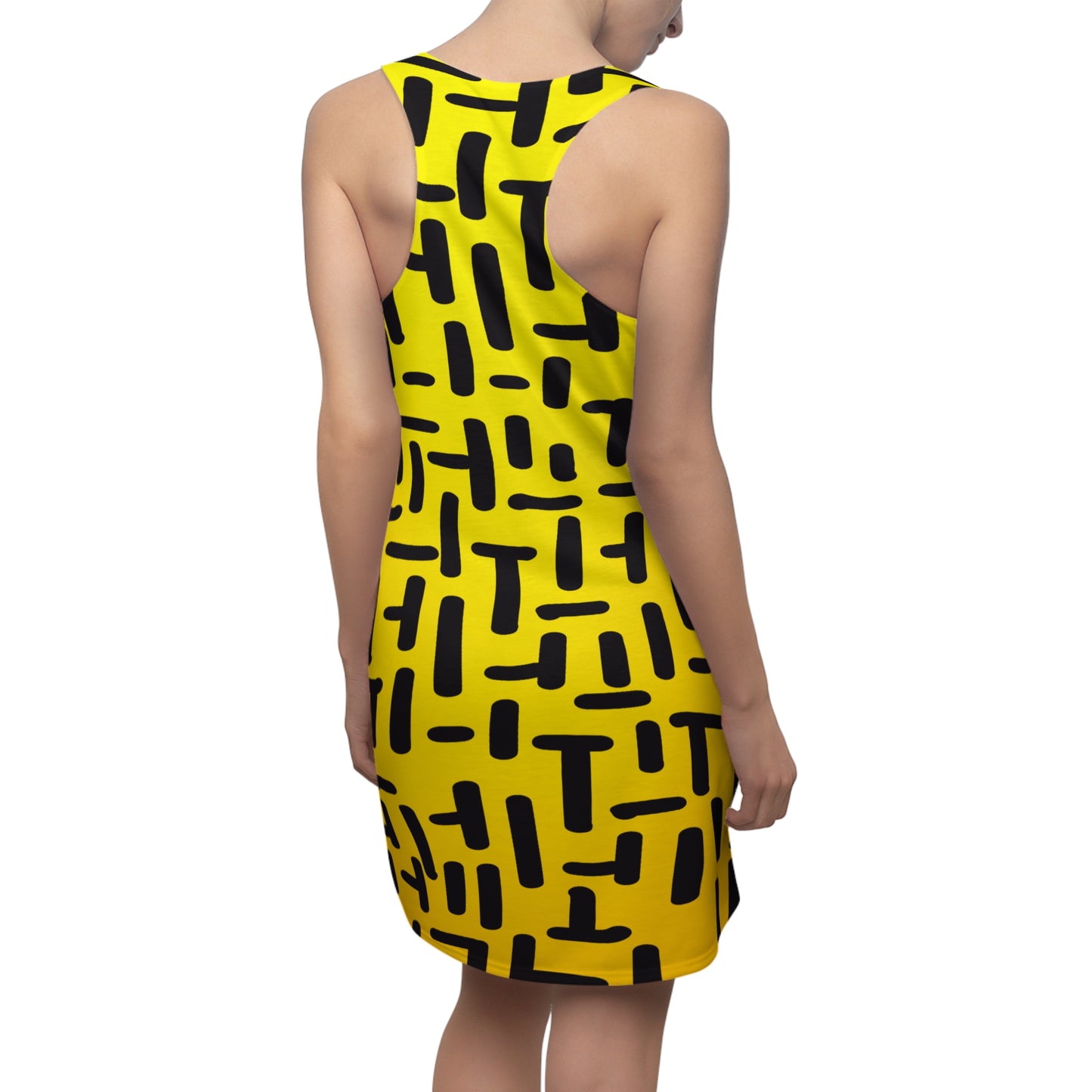 Gelbes Racerback Kleid – Stylisches Sommerkleid mit Linienmuster