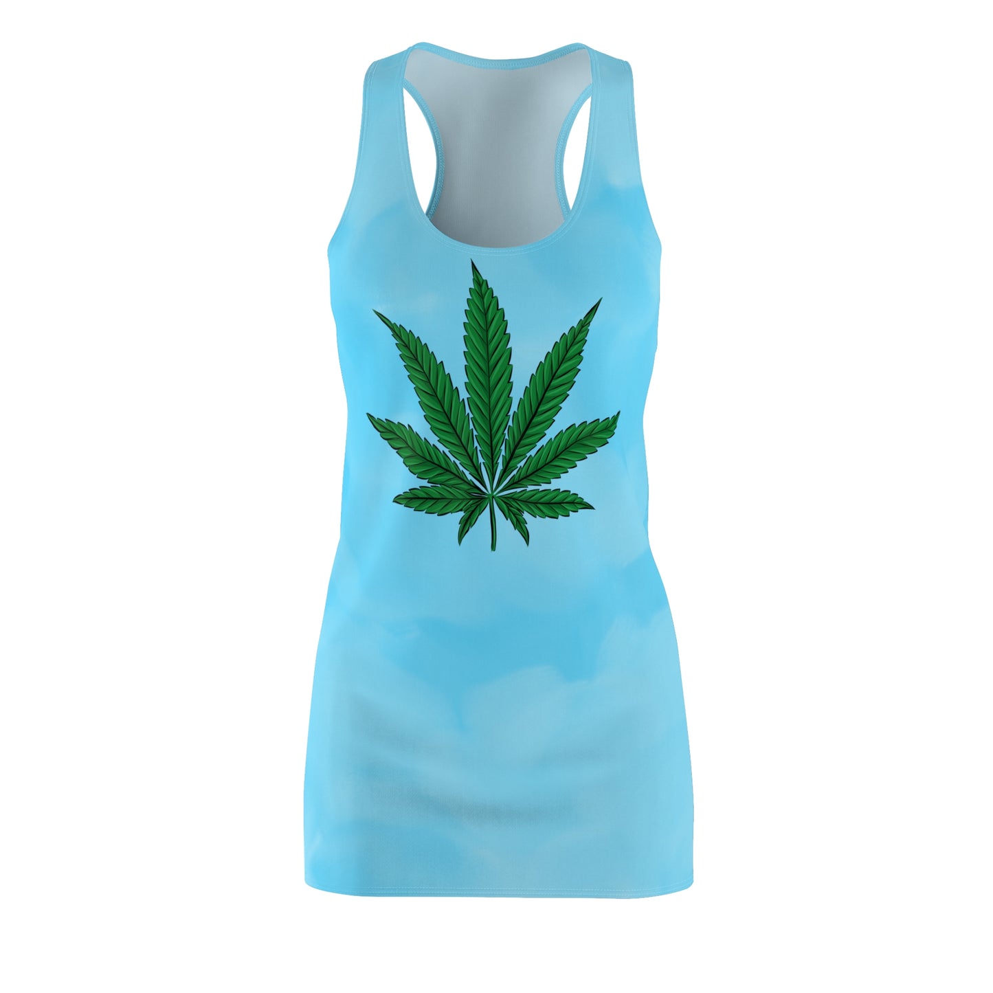 Damen Kleid Cannabis Blatt Racerback Sommer Festival Casual