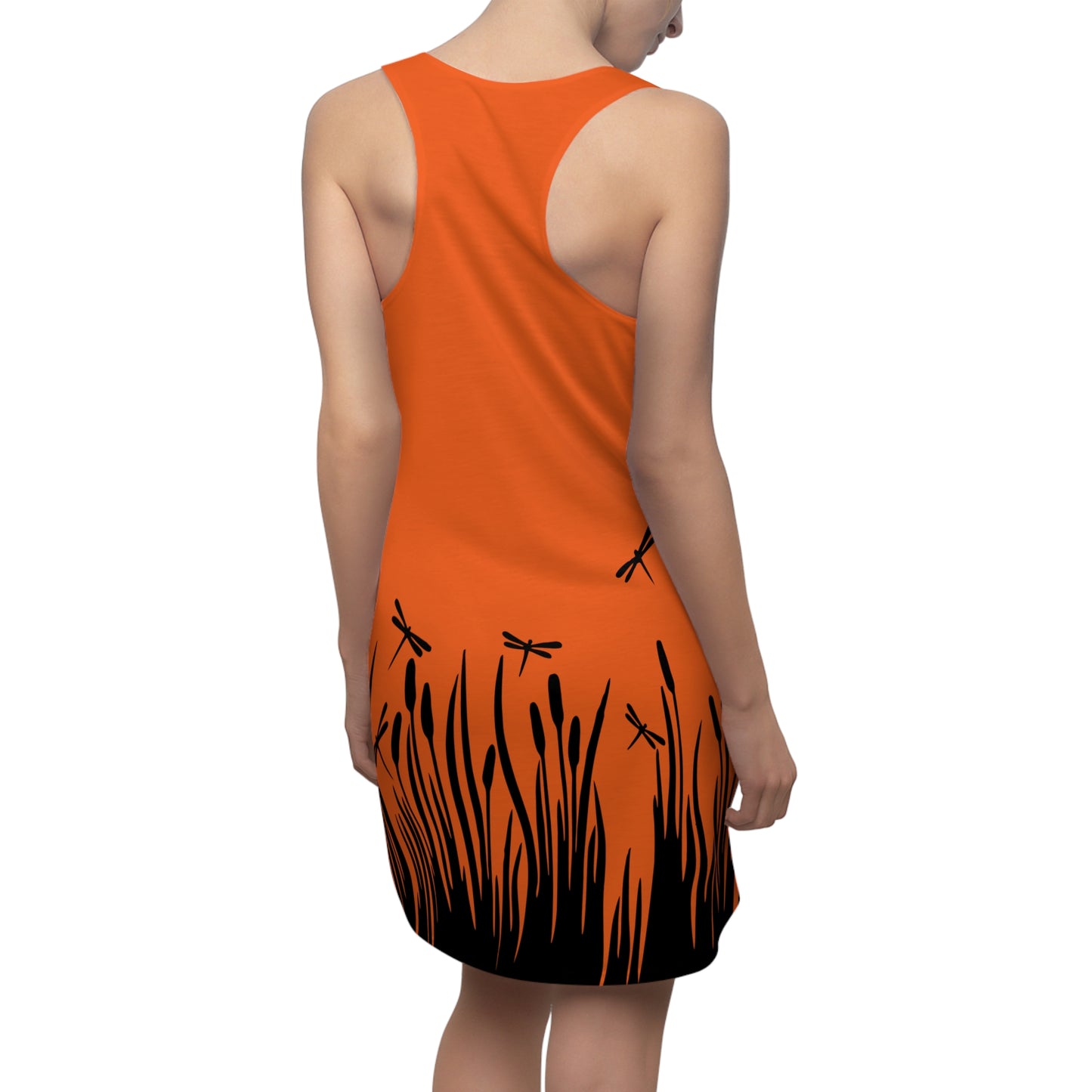 Oranges Damen Kleid Libellen Design Racerback Sommer Freizeit Party