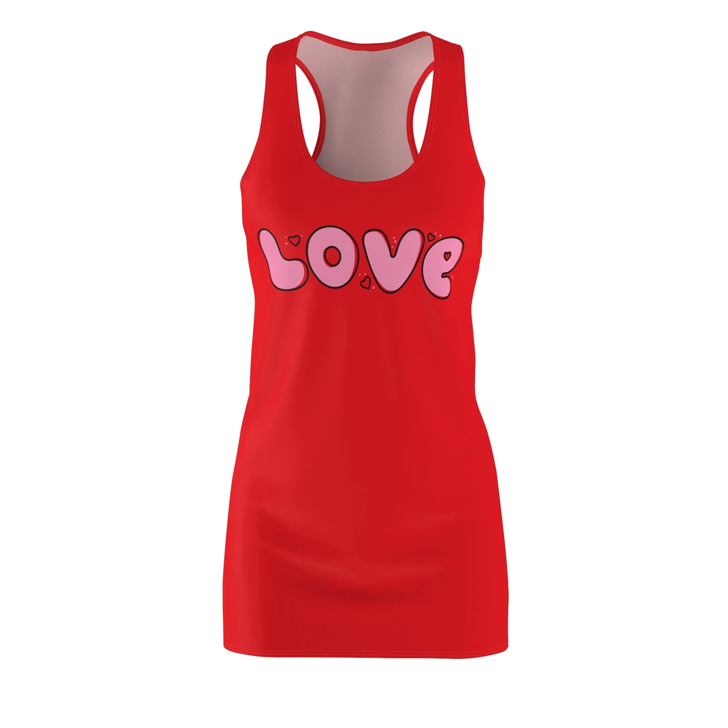 Love Pink Herz Racerback Kleid – Streetwear Damenmode in rot