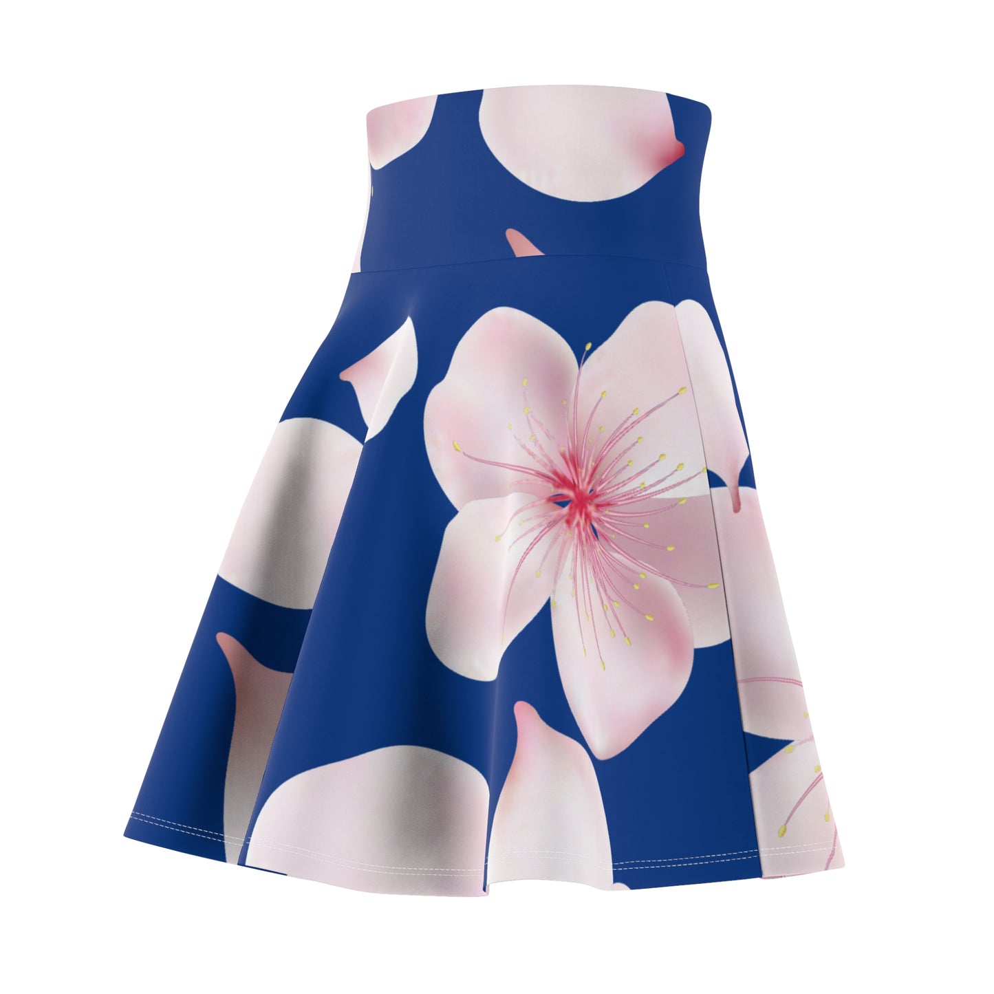 Blauer Damen Rock Blütenmuster Skater Elegant Sommer Casual