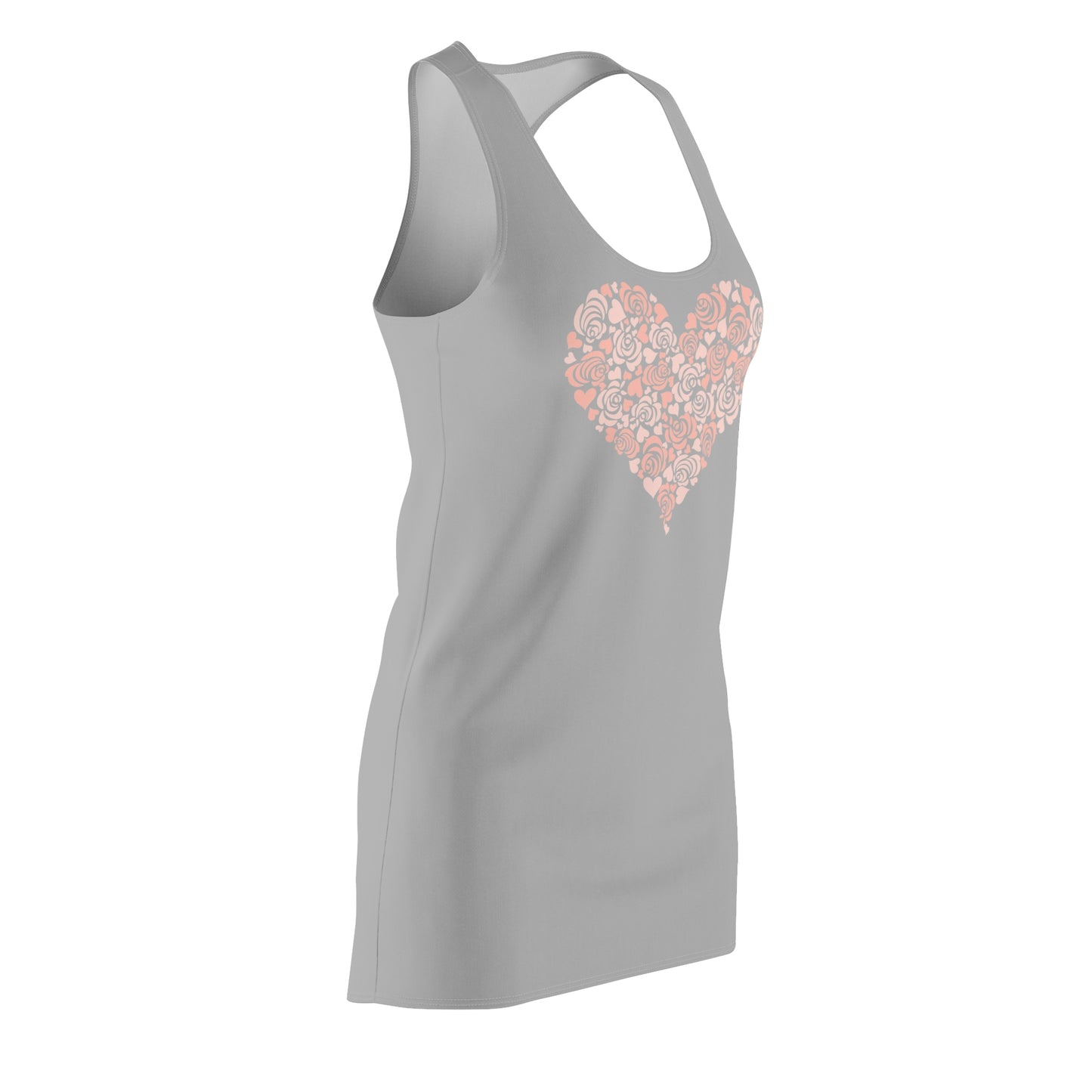 Grau Floral Heart Kleid Racerback Romantisches Sommerkleid