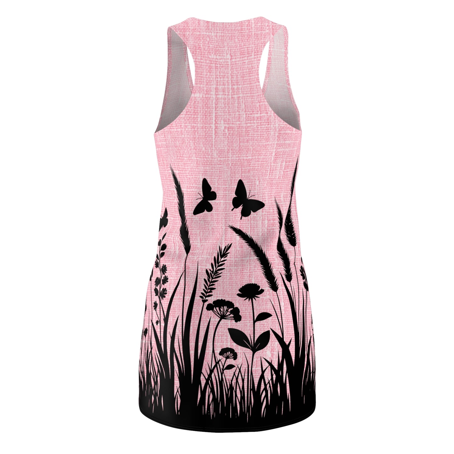 Racerback Kleid Damen – Rosa Sommerkleid mit Schmetterling-Print